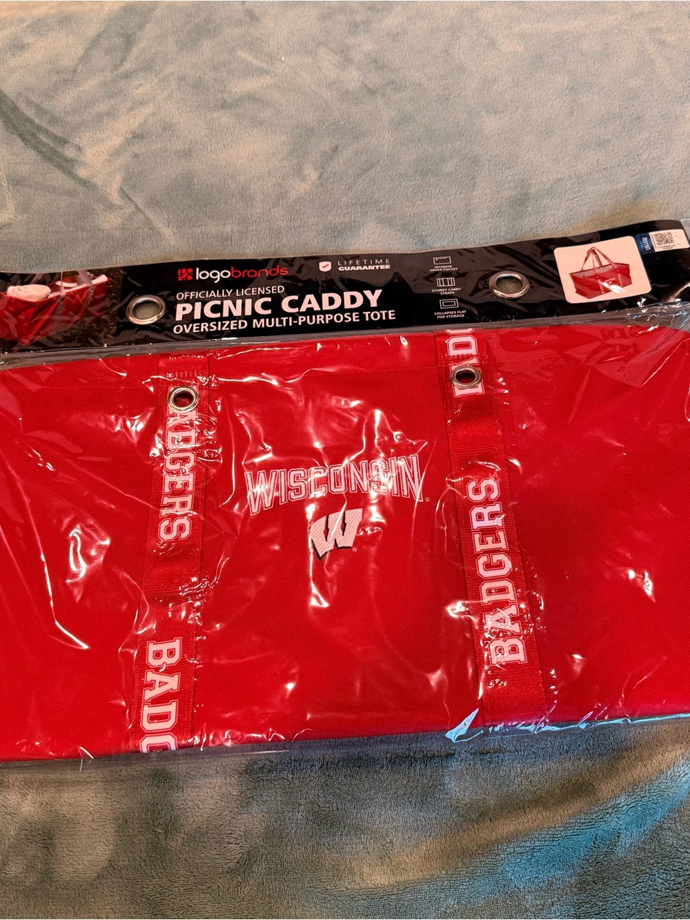 Wisconsin Badgers Logo Brands Picnic Caddy Oversized Tote Bag NCAA New